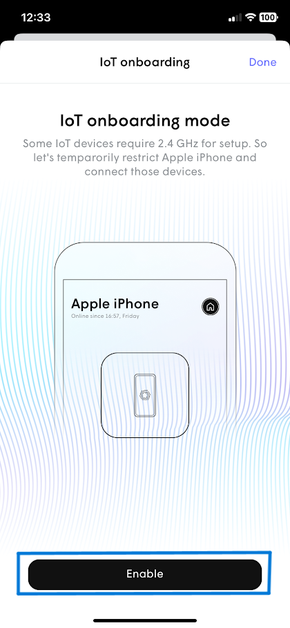 HomePass App Enable IoT Onboarding Mode